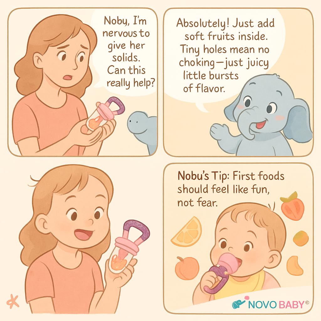 Silicone Food/Fruit Nibbler with Extra Mesh, Soft Pacifier/Feeder, Teether for Baby, Infant, Bunny Violet & Pink